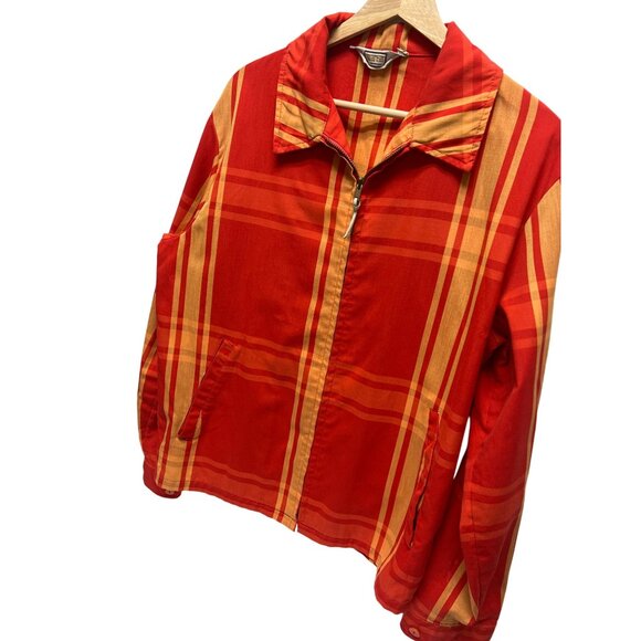 Martin Vintage 60's Red and Orange Plaid Full Zip Hipster Jacket - Picture 1 of 9
